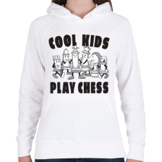 PRINTFASHION Cool kids play chess - sakk - Női kapucnis pulóver - Fehér