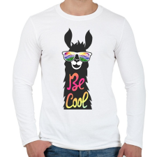 PRINTFASHION Cool láma - Férfi hosszú ujjú póló - Fehér férfi póló