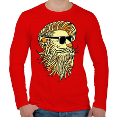 PRINTFASHION Cool Lion - Férfi hosszú ujjú póló - Piros