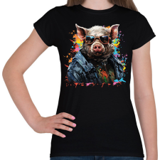 PRINTFASHION Cool pig - Női póló - Fekete női póló