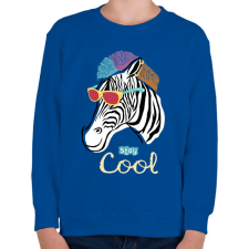PRINTFASHION Cool zebra - Gyerek pulóver - Királykék gyerek pulóver, kardigán