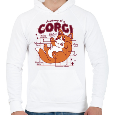 PRINTFASHION Corgi anatómia - Férfi kapucnis pulóver - Fehér