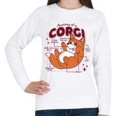 PRINTFASHION Corgi anatómia - Női pulóver - Fehér