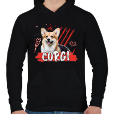 PRINTFASHION Corgi firka - Férfi kapucnis pulóver - Fekete