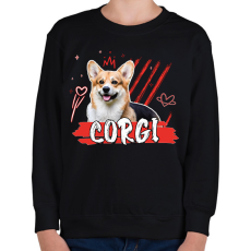 PRINTFASHION Corgi firka - Gyerek pulóver - Fekete