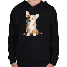 PRINTFASHION corgi - Gyerek kapucnis pulóver - Fekete