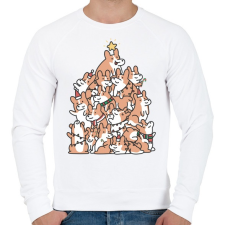 PRINTFASHION Corgi karácsonyfa - Férfi pulóver - Fehér férfi pulóver, kardigán