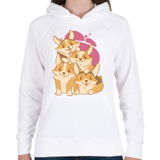 PRINTFASHION Corgi kutyák - Női kapucnis pulóver - Fehér