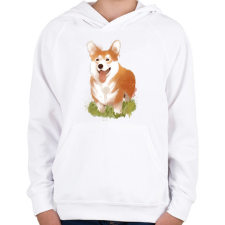 PRINTFASHION Corgi kutyus - Gyerek kapucnis pulóver - Fehér gyerek pulóver, kardigán