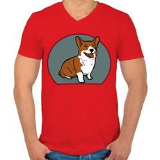 PRINTFASHION Corgi mindenek felett  - Férfi V-nyakú póló - Piros