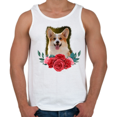 PRINTFASHION Corgi virággal - Férfi atléta - Fehér