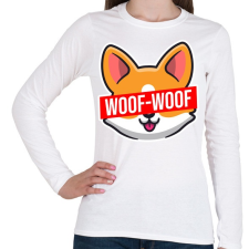 PRINTFASHION Corgi Woof-Woof - Női hosszú ujjú póló - Fehér női póló