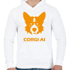 PRINTFASHION CorgiAi - Férfi kapucnis pulóver - Fehér férfi pulóver, kardigán