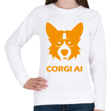 PRINTFASHION CorgiAi - Női pulóver - Fehér női pulóver, kardigán