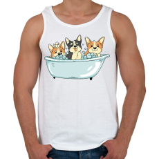 PRINTFASHION Corgik a kádban - Férfi atléta - Fehér