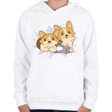 PRINTFASHION Corgik - Gyerek kapucnis pulóver - Fehér gyerek pulóver, kardigán