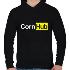 PRINTFASHION CornHub - Férfi kapucnis pulóver - Fekete