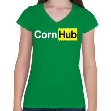 PRINTFASHION CornHub - Női V-nyakú póló - Zöld