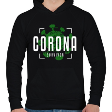 PRINTFASHION Corona survivor - Férfi kapucnis pulóver - Fekete