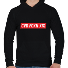 PRINTFASHION Covid fuckin 19 - Férfi kapucnis pulóver - Fekete férfi pulóver, kardigán