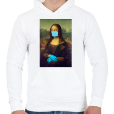 PRINTFASHION Covid Mona - Férfi kapucnis pulóver - Fehér férfi pulóver, kardigán