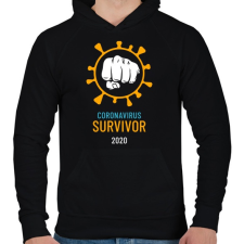 PRINTFASHION Covid Survivor - Férfi kapucnis pulóver - Fekete férfi pulóver, kardigán