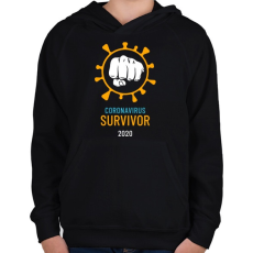 PRINTFASHION Covid Survivor - Gyerek kapucnis pulóver - Fekete
