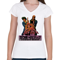 PRINTFASHION Cowboy Bebop Anime - Női V-nyakú póló - Fehér