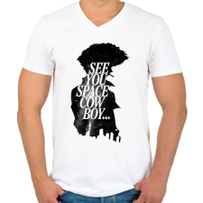 PRINTFASHION Cowboy bebop - Férfi V-nyakú póló - Fehér férfi póló