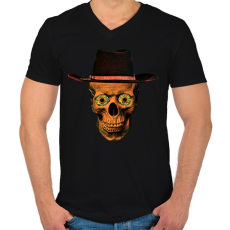 PRINTFASHION cowboy skull - Férfi V-nyakú póló - Fekete