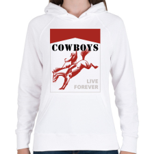 PRINTFASHION Cowboys live forever - Női kapucnis pulóver - Fehér női pulóver, kardigán