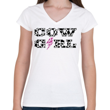 PRINTFASHION Cowgirl - Boci - Női V-nyakú póló - Fehér női póló