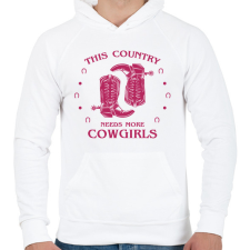 PRINTFASHION Cowgirls - Férfi kapucnis pulóver - Fehér férfi pulóver, kardigán