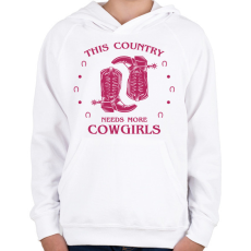 PRINTFASHION Cowgirls - Gyerek kapucnis pulóver - Fehér