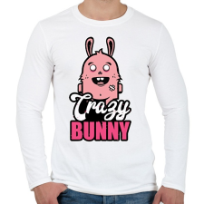 PRINTFASHION Crazy Bunny - Férfi hosszú ujjú póló - Fehér férfi póló