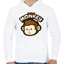 PRINTFASHION Crazy Monkey - Férfi kapucnis pulóver - Fehér férfi pulóver, kardigán