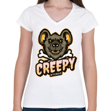 PRINTFASHION Creepy Hyenas - Női V-nyakú póló - Fehér