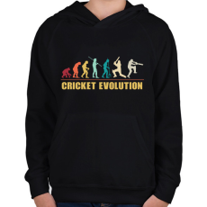 PRINTFASHION Cricket evolution - Gyerek kapucnis pulóver - Fekete