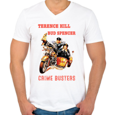PRINTFASHION crime busters - Férfi V-nyakú póló - Fehér
