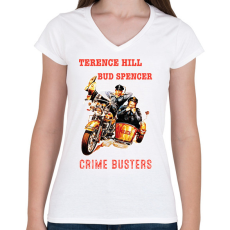 PRINTFASHION crime busters - Női V-nyakú póló - Fehér