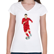 PRINTFASHION Cristiano Ronaldo - Női V-nyakú póló - Fehér