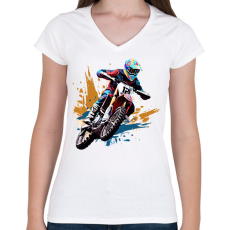 PRINTFASHION Cross - Női V-nyakú póló - Fehér