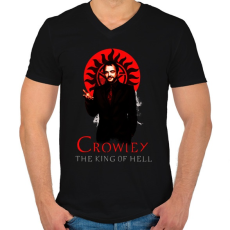 PRINTFASHION CROWLEY-KING OF HELL - Férfi V-nyakú póló - Fekete