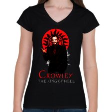 PRINTFASHION CROWLEY-KING OF HELL - Női V-nyakú póló - Fekete női póló