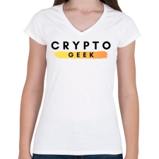 PRINTFASHION crypto geek - Női V-nyakú póló - Fehér női póló
