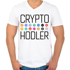 PRINTFASHION Crypto Hodler - Férfi V-nyakú póló - Fehér