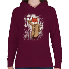 PRINTFASHION Csábító róka - Női kapucnis pulóver - Bordó