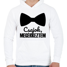 PRINTFASHION Csajok megérkeztem - Férfi kapucnis pulóver - Fehér férfi pulóver, kardigán