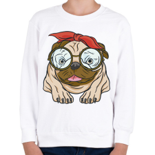 PRINTFASHION Csajos mopsz - Gyerek pulóver - Fehér gyerek pulóver, kardigán