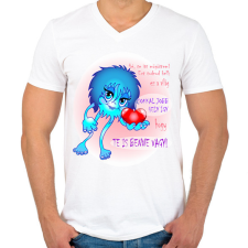 PRINTFASHION Csajozós póló - Férfi V-nyakú póló - Fehér férfi póló